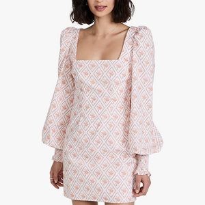 NWT Caroline Constas SALMON DIAMOND TOILE ELLIOT DRESS Size XS